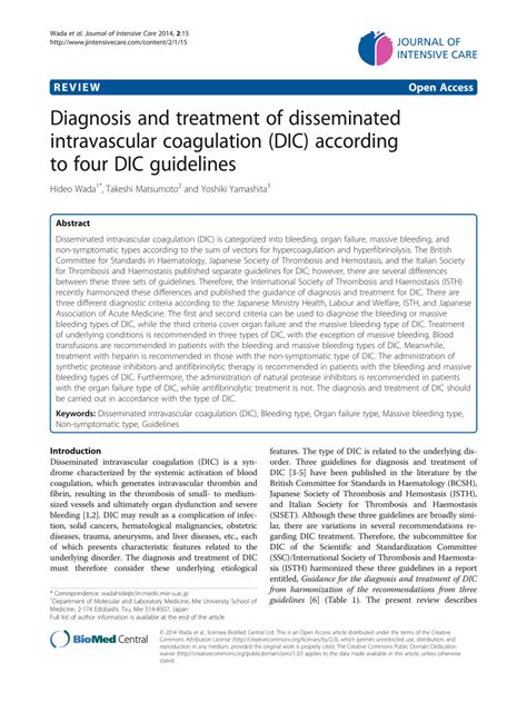 dic workup|dic treatment guidelines.